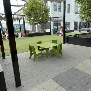 Outdoor seating and patio games area