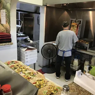 The food counter in the back