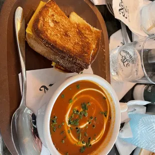 Tomato soup and grilled cheese