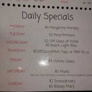 Daily Specials
