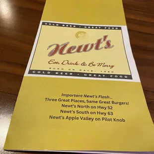 Menu cover