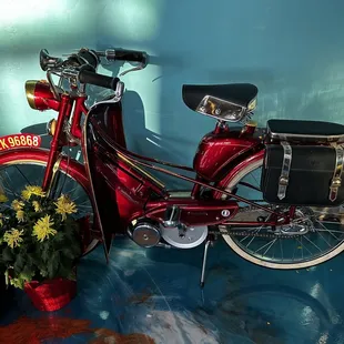 For those of you who ride, this is a two stroke 49 cc Motobecane  Mobylette!