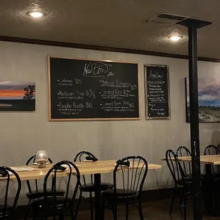 tables and chairs in a restaurant
