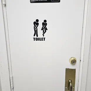 Dinner @Newton Dining Korean Restaurant; 7/14/2023. I rarely ever take a pic of any Restaurant Bathroom, pretty Unique Unisex decal. Lol!