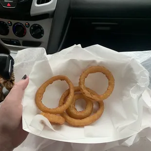 This is a side of onion rings....that we waited an hour for. When they were not busy at all.