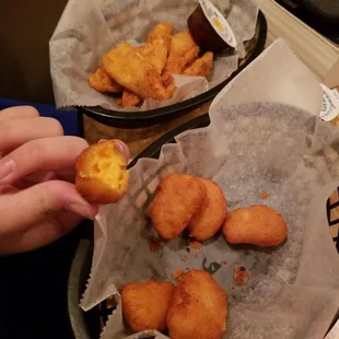 Chicken strips and mac and cheese bites $10