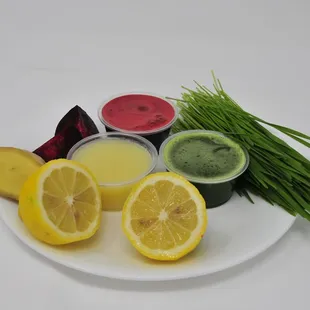 ginger short, wheatgrass short, Beet short immunity booster