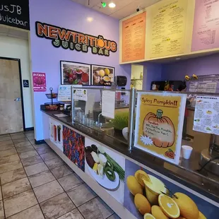 the counter and menus