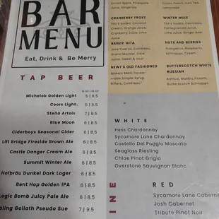 Bar Menu