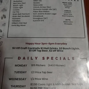 Daily Specials