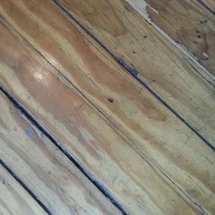 Original wooden floor from the old grocery.