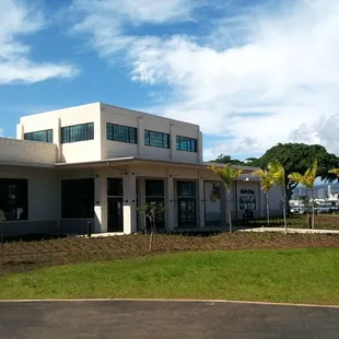 the front of the building