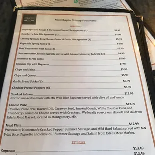 Food menu