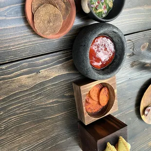 Handheld appetizers-- tuna w jam, empanadas and ceviche