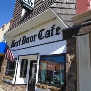 Outside of the cafe, view looking northeast.