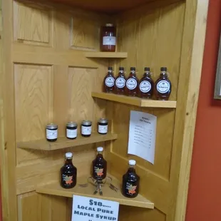 Local maple syrup and preserves.
