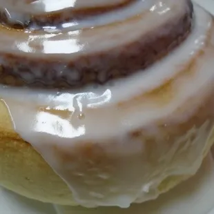 Giant cinnamon roll, close-up.