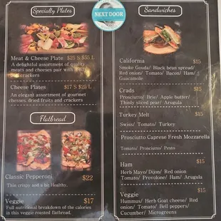 Food menu....they also have quiche and crepes! YUM!