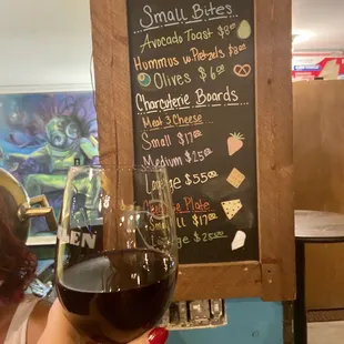 Menu and my red blend