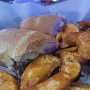 French dip sandwich n potatoes