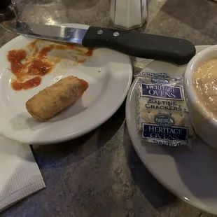 Wonton wrapped mozzarella with cheese soup