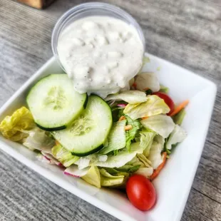 Side salad with house made blue cheese dressing