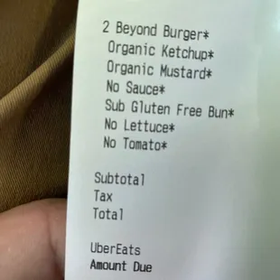 The receipt that&apos;s on the outside of the bag