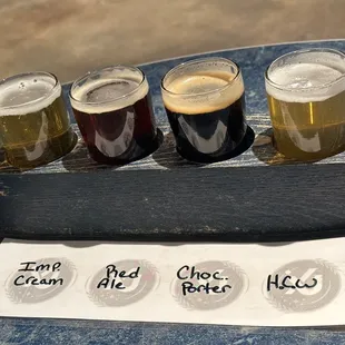 Flight of 4 beers. They were all amazing!