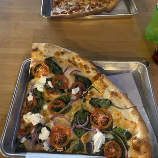 White pizza and margherita pizza slices