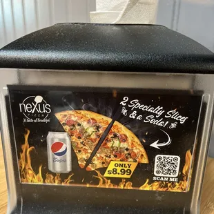 Great deal $8.99 combo 2 Specality slices and a soda
