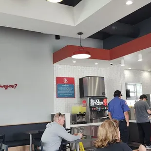 Front counter and self serve drinks.  They also serve aalcoholic beverages