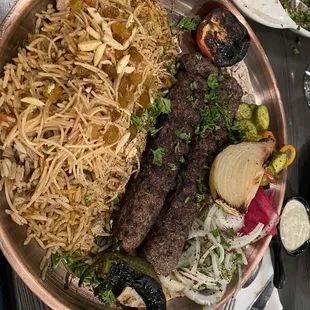 Lamb Kebab with biryani rice