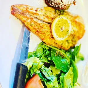 The lemon herb grilled fish was phenomenal. The sweet potato mash was decadent.