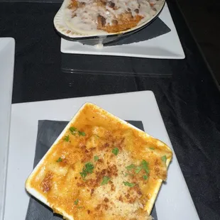 Crawfish Mac n cheese and sweet potato soufflé