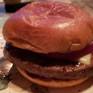 The prime rib patty burger.