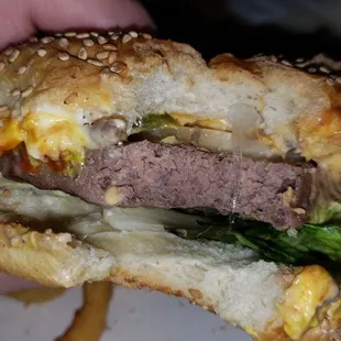 The smoked prime rib burger, really just smoked and very good, I will forfeit rare for a smoked flavor.