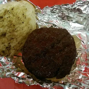The tasty prime rib burger that can be found at area Farmers Markets, doesn't look like much but great flavor.