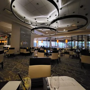 Indoor seating, with a nice view of the pool