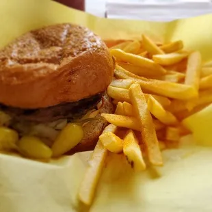 Burger, Fries, Chili Pepperz