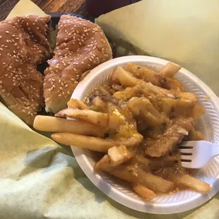 I ordered a classic cheeseburger with green chili cheese fries and it was delicious.