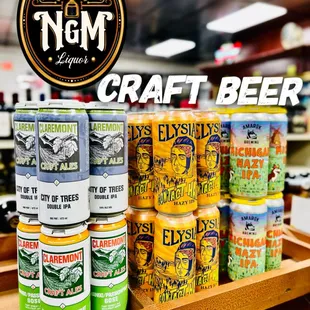 a display of craft beer