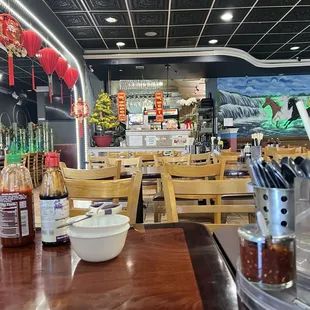 interior, sushi and sashimi