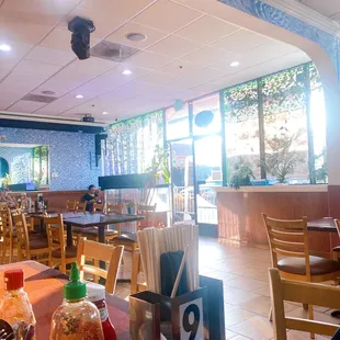 the inside of a restaurant