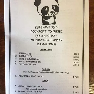 menu