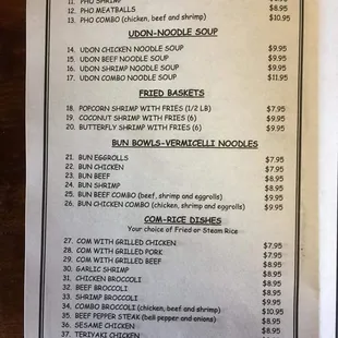 menu