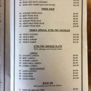 menu