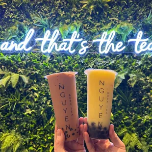 Thai Tea Boba and Blended Mango Boba
