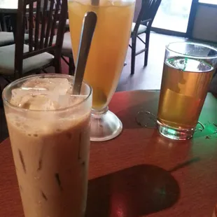 two beverages on a table