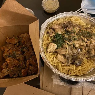 Popcorn Chicken Garlic Noodles