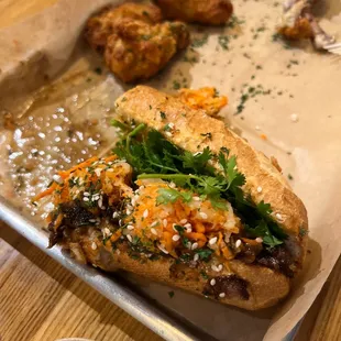 Steak sandwich and wings .... Sandwich is amazing